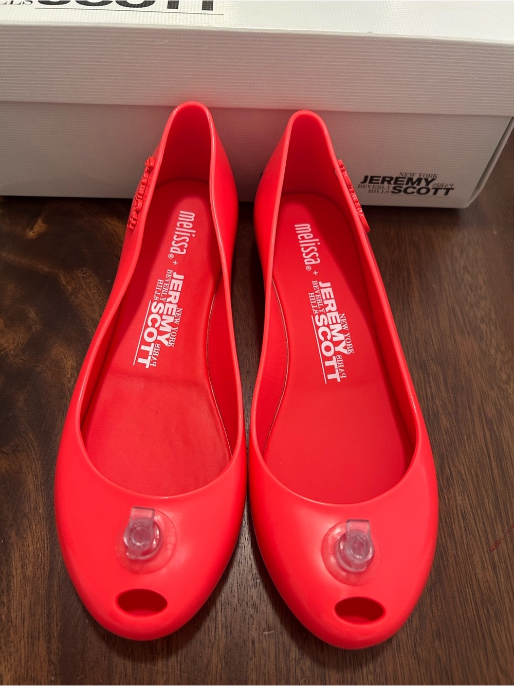 Jeremy Scott Melissa Orange Jelly Ballet Flats new in box